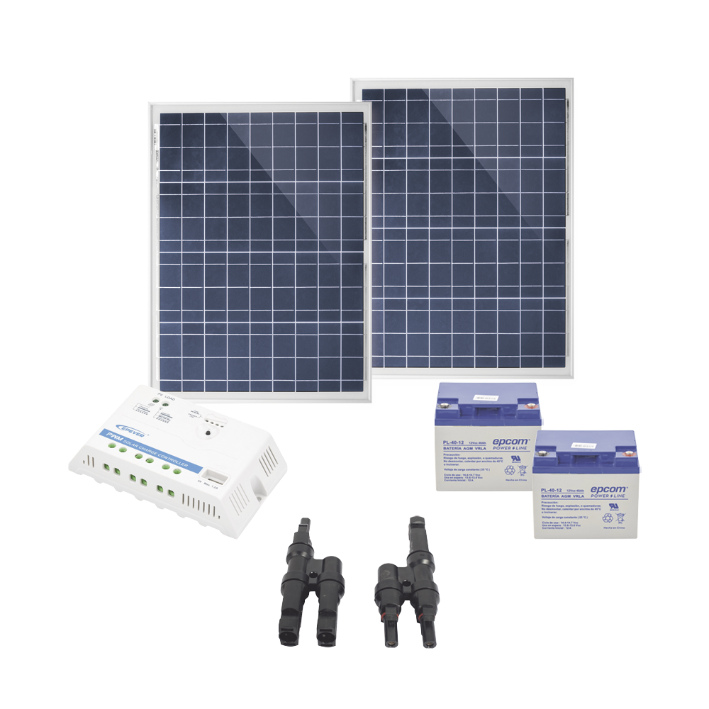 Kit Solar de 12 Vcd para alimentar equipos con consumo de 25W /NO INCLUYE CONECTORES MC4