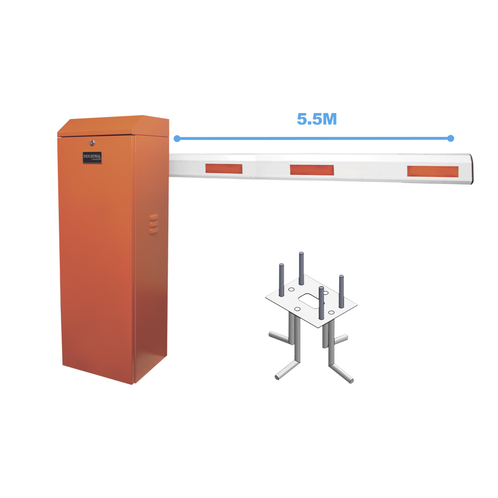 Kit de Barrera Vehicular Derecha Color Naranja con Brazo Telescopico de 3.6 a 5.5 m y Anclaje