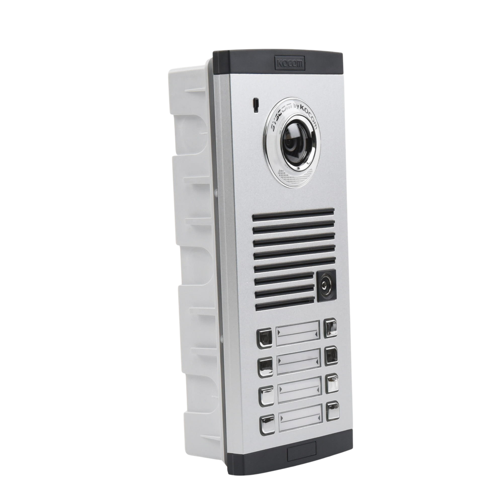 Street front for 8 apartments, compatible with 4-wire monitors, expandable to 20 or 32 apartments.