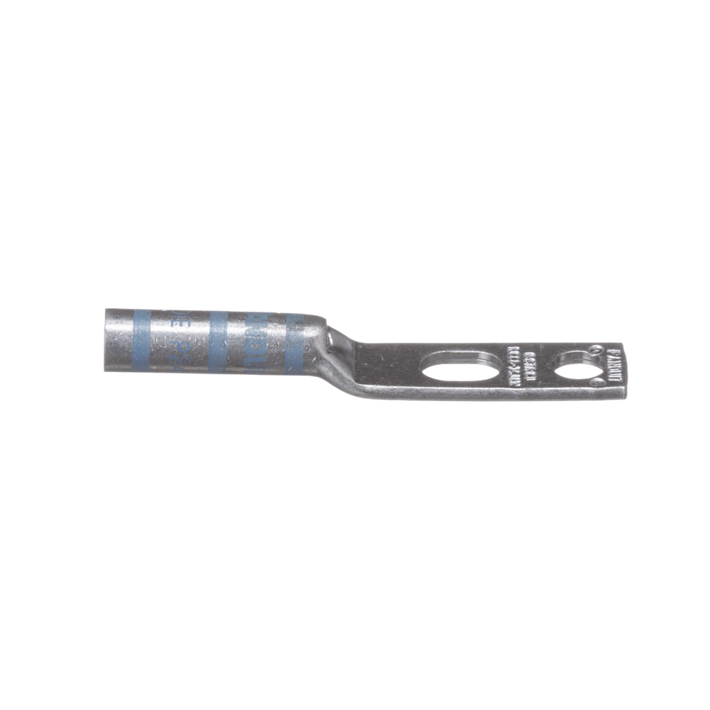 1/4" Two-Hole Long Barrel Compression Terminal for 6 AWG Wire, 0.50" to 0.63" Hole Spacing