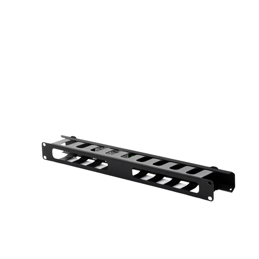 Organizador de cables horizontal 19" con cubierta metálica, 1U
