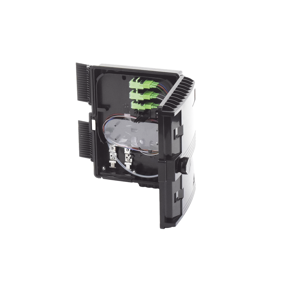 Cierre de Empalme para 24 fusiones de fibra óptica, Interior/Exterior, con 8 acopladores SC/APC y splitter 1x8, IP55