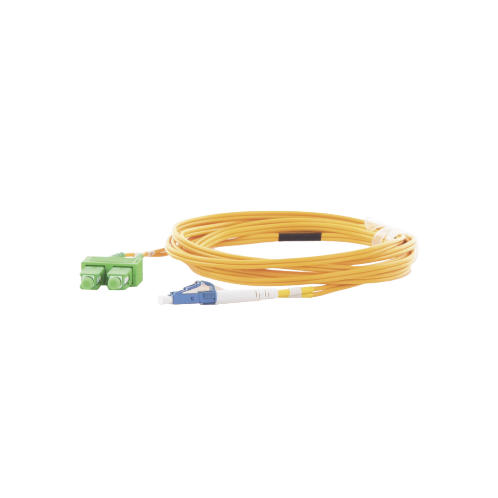 Jumper de Fibra Óptica Monomodo 9/125 LC/UPC-SC/APC, PVC, 2.0 mm, Dúplex, amarillo, 3 metros