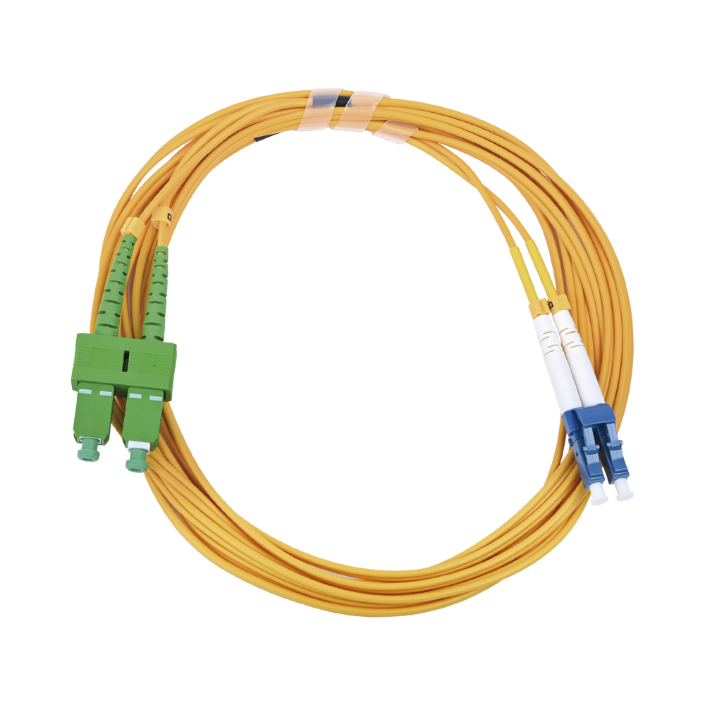 Jumper de Fibra Óptica Monomodo 9/125 LC/UPC-SC/APC, PVC, 2.0 mm, Dúplex, amarillo, 3 metros