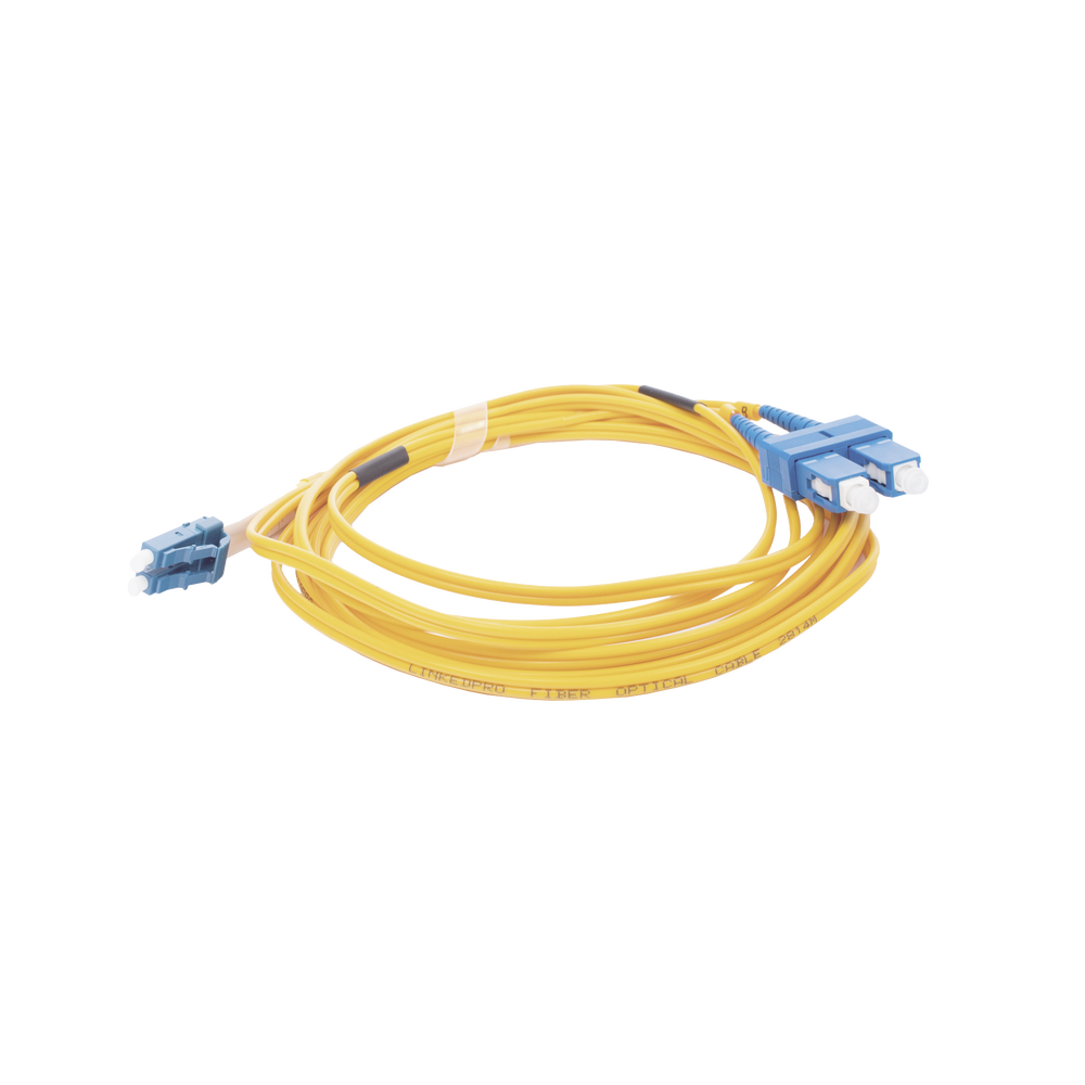 Jumper de Fibra Óptica Monomodo 9/125 LC/UPC-SC/UPC, PVC, 2.0 mm, Dúplex, amarillo, 3 metros
