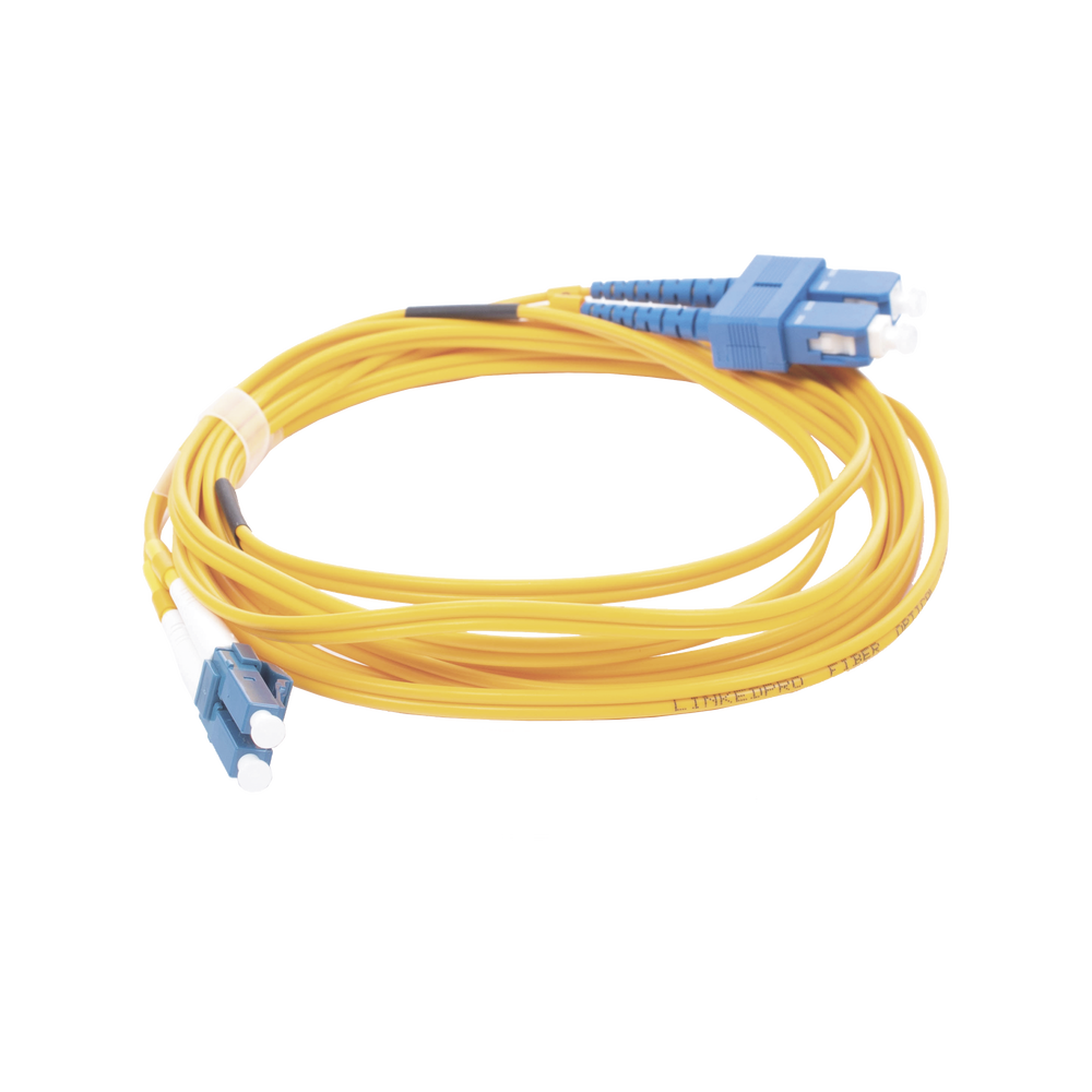 Jumper de Fibra Óptica Monomodo 9/125 LC/UPC-SC/UPC, PVC, 2.0 mm, Dúplex, amarillo, 3 metros