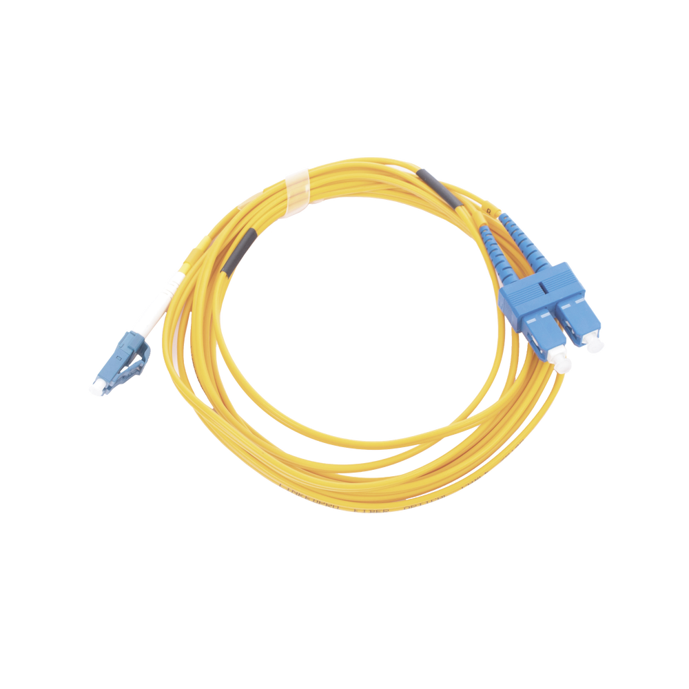 Jumper de Fibra Óptica Monomodo 9/125 LC/UPC-SC/UPC, PVC, 2.0 mm, Dúplex, amarillo, 3 metros