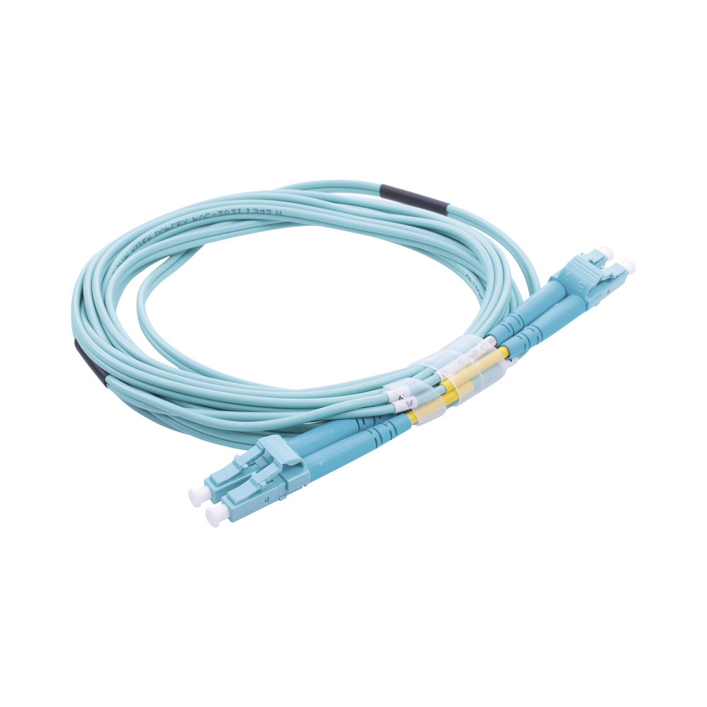 Jumper de Fibra Óptica Multimodo OM3 50/125 LC-LC OFNR (Riser), 2.0 mm, Dúplex, Aqua, 3 metros