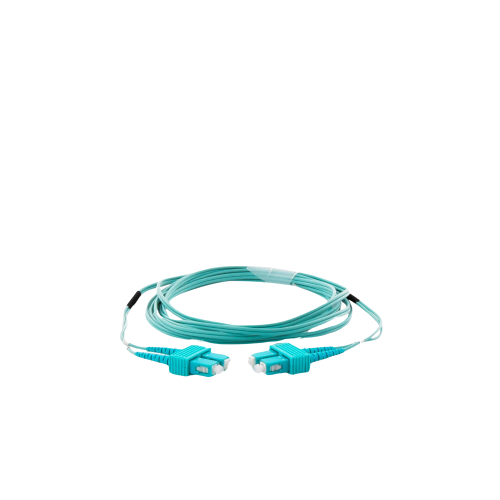 Jumper de Fibra Óptica Multimodo OM3 50/125 SC-SC OFNR (Riser), 2.0 mm, Dúplex, Aqua, 3 metros