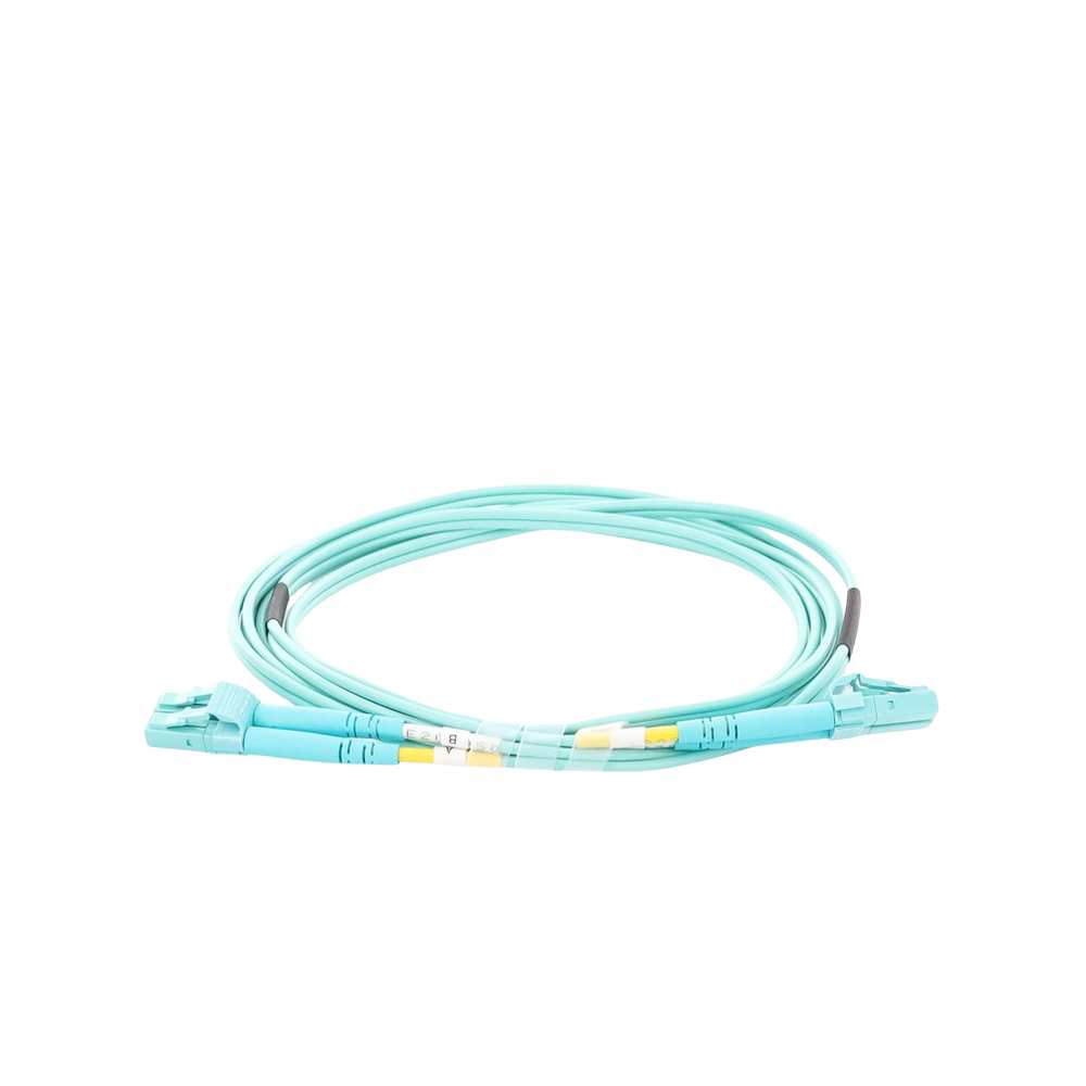 Jumper de Fibra Óptica Multimodo OM4 50/125 LC-LC OFNR (Riser), 2.0 mm, Dúplex, Aqua, 2 metros