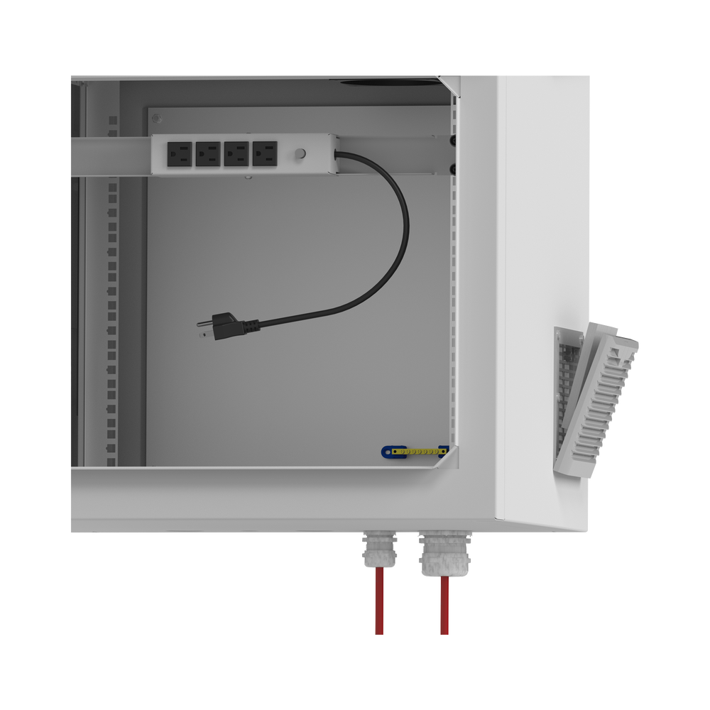 Gabinete de Exterior con Rack de 19" de 9UR con Ventiladores y Termostato (Montaje a poste o torre se vende por separado).