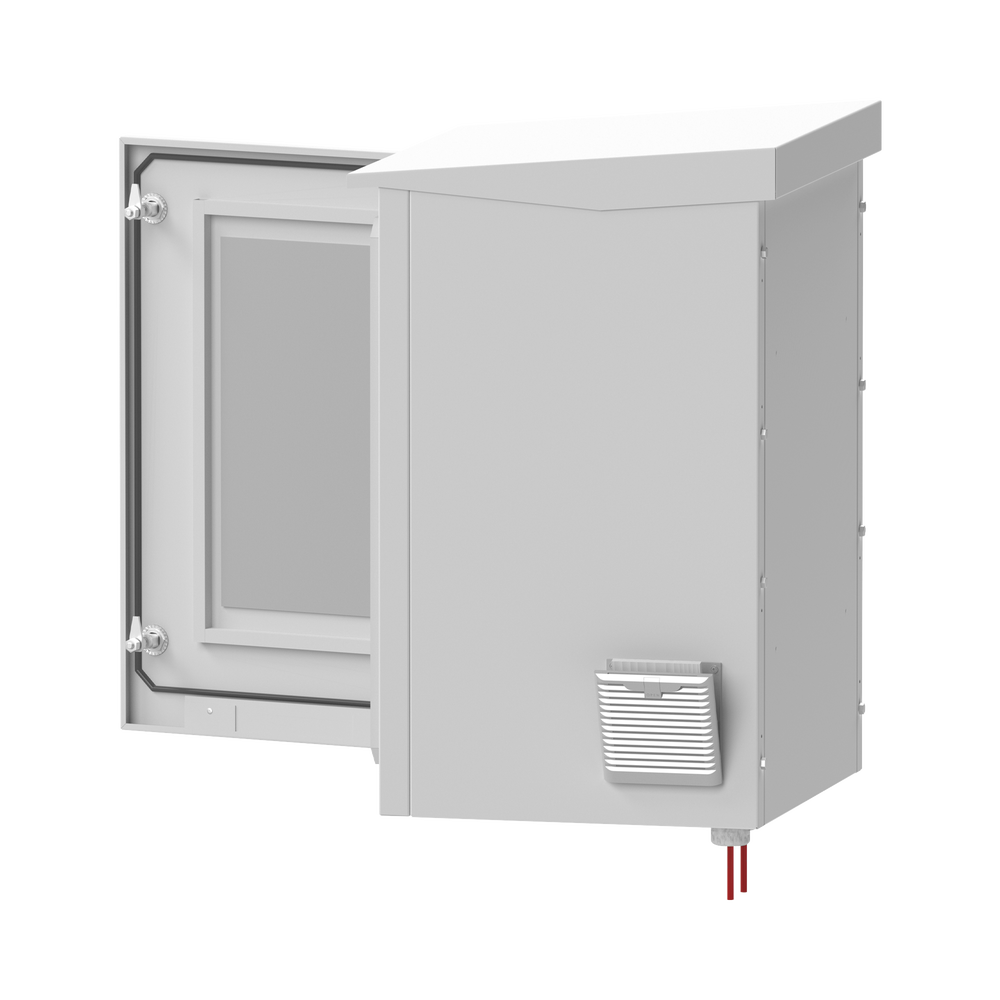 Gabinete de Exterior con Rack de 19" de 16U con Ventiladores y Termostato (Montaje a poste o torre se vende por separado).