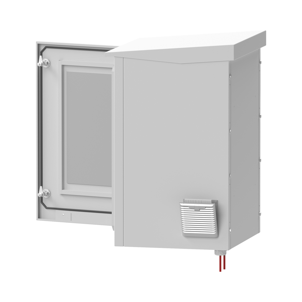 Gabinete de Exterior con Rack de 19" de 24U con Ventiladores y Termostato (Montaje a poste o torre se vende por separado).