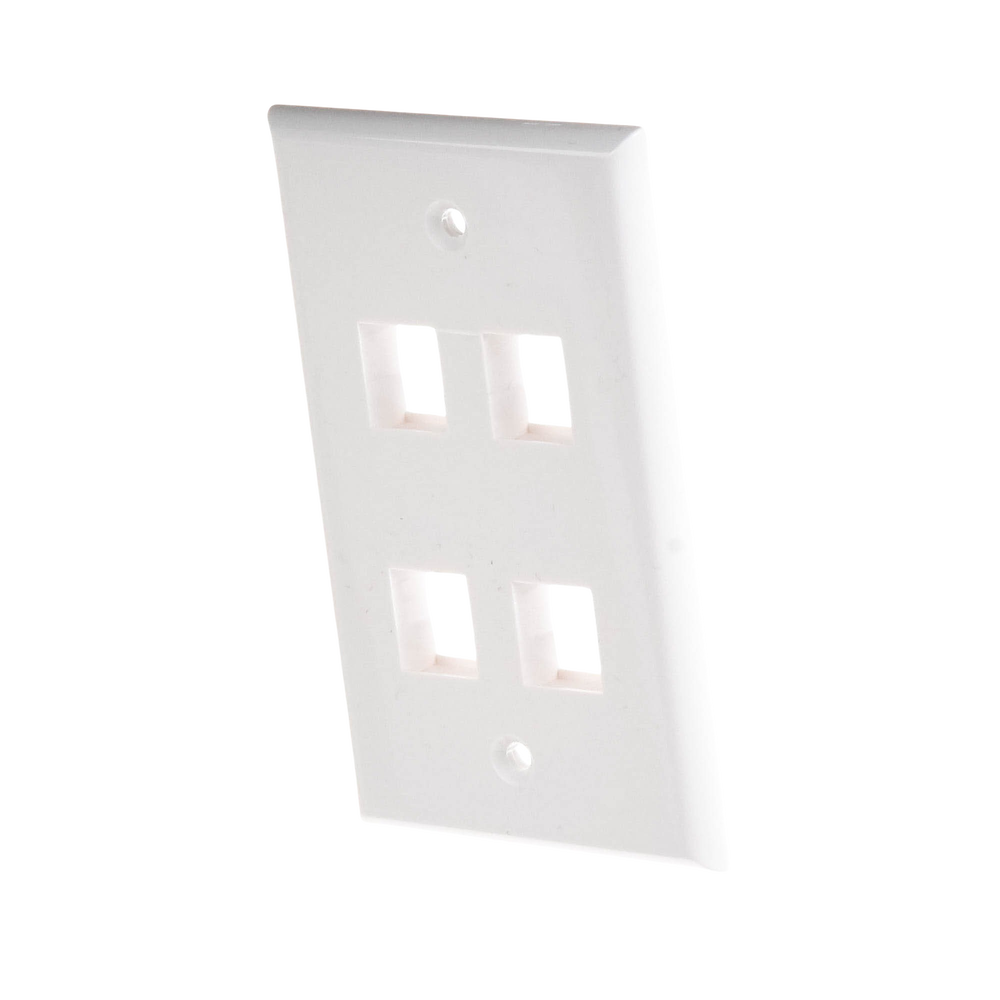 Placa de pared de 4 puertos, Keystone, Color Blanco
