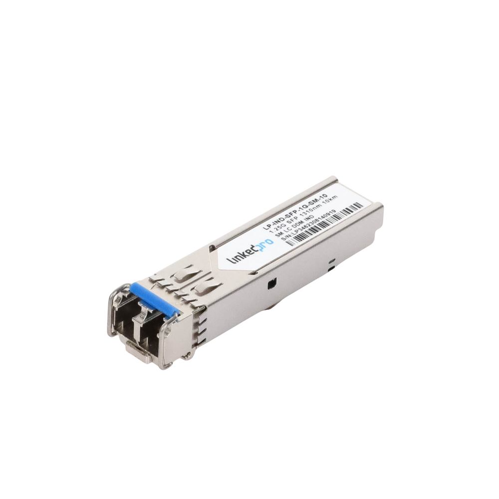 Industrial SFP (Mini-Gbic) Transceiver / Single Mode / 1.25 Gbps Speed / Duplex LC Connectors / Up to 10 km Distance