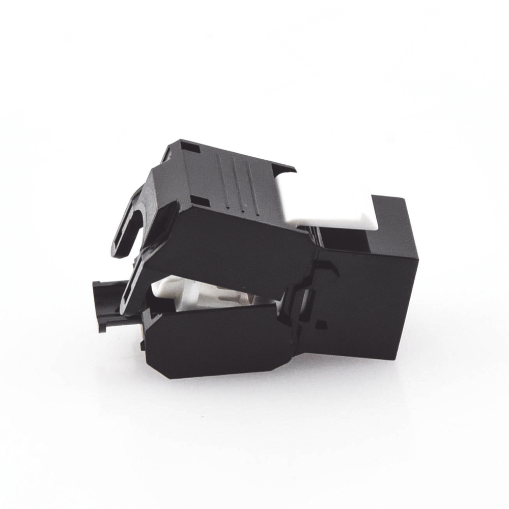Cat5e Keystone Jack Module (toolless), with 180º angled termination, Black, Compatible with Linkedpro Faceplate and Patchpanel