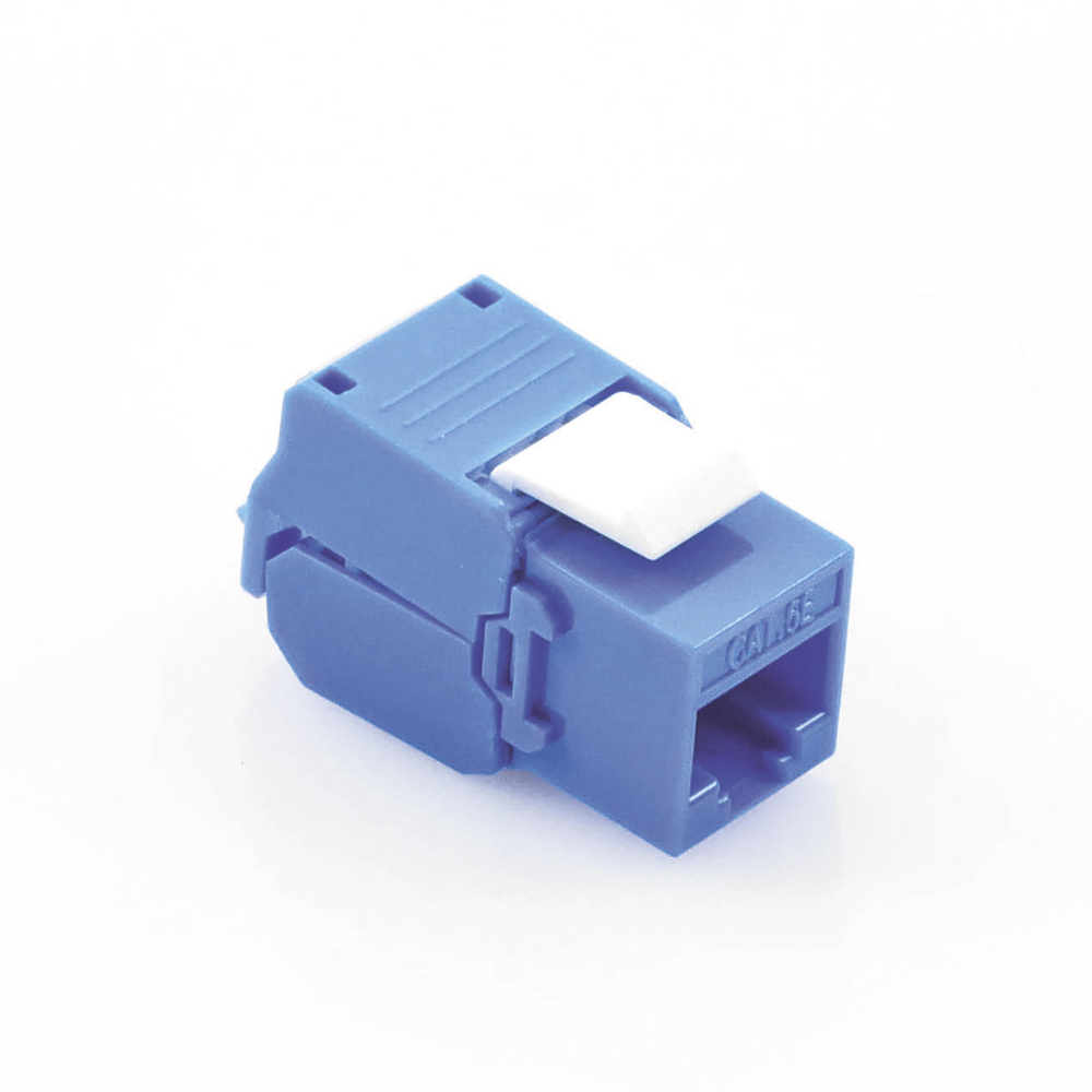 Cat5e Keystone Jack Module (toolless), with 180º angled termination, Blue color, Compatible with Linkedpro Faceplate and Patchpanel