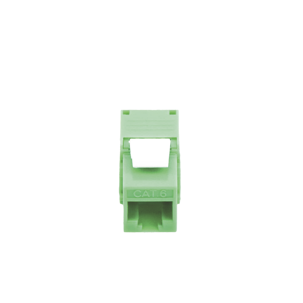 Cat5e Keystone Jack Module (toolless), with 180º angled termination, Green Color, Compatible with Linkedpro Faceplate and Patchpanel