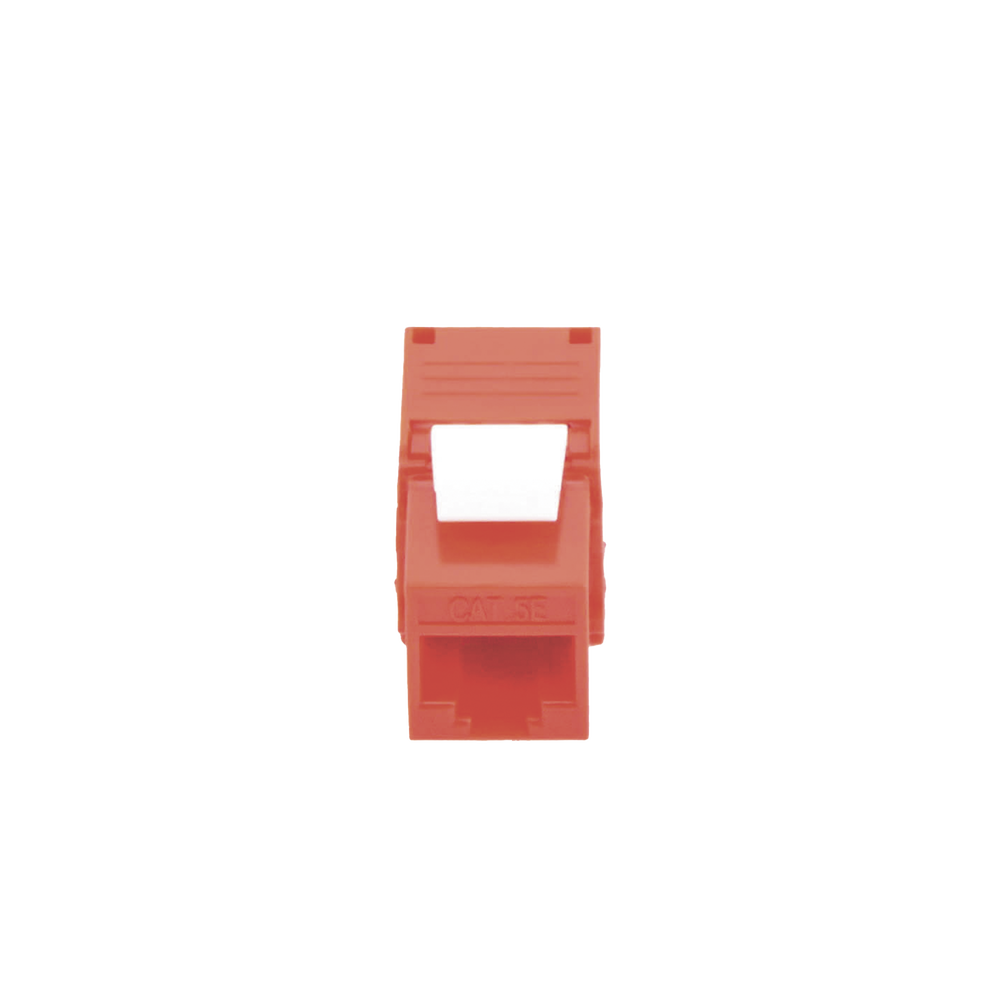 Cat5e Keystone Jack Module (toolless), with 180º angled termination, Red Color, Compatible with Linkedpro Faceplate and Patchpanel