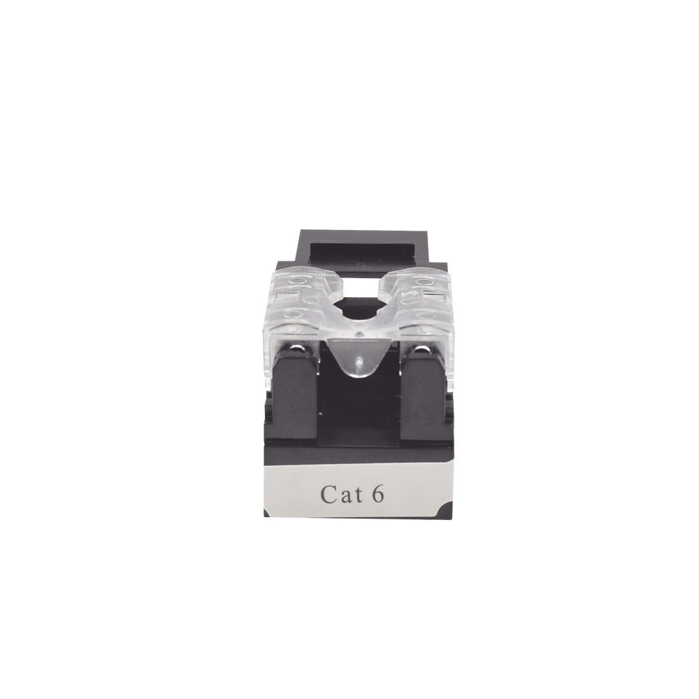 Módulo Jack Keystone Cat6 con terminación 110 (Punchdown) para faceplate - Color Negro