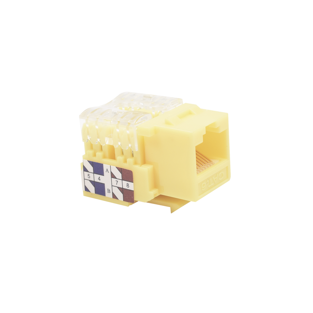 Módulo Jack Keystone Cat6 con terminación 110 (Punchdown) para faceplate - Color Amarillo