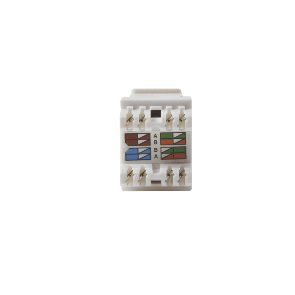 Módulo Jack Keystone Cat6 con terminación 110 (Punchdown) ángulo 180 º Color Blanco