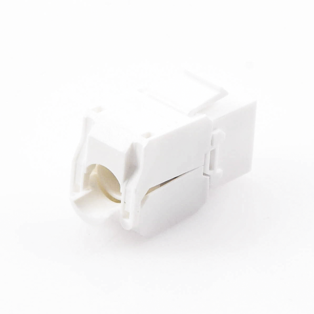 Cat6A Keystone Jack Module (toolless), with 180º angled termination, White, Compatible with Linkedpro Faceplate and Patch Panel