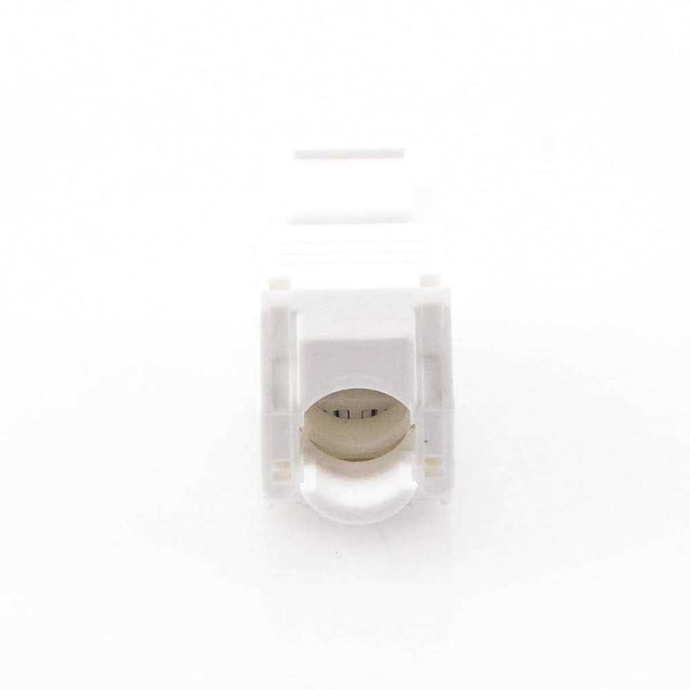 Cat6A Keystone Jack Module (toolless), with 180º angled termination, White, Compatible with Linkedpro Faceplate and Patch Panel