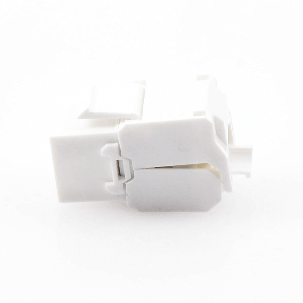 Cat6A Keystone Jack Module (toolless), with 180º angled termination, White, Compatible with Linkedpro Faceplate and Patch Panel