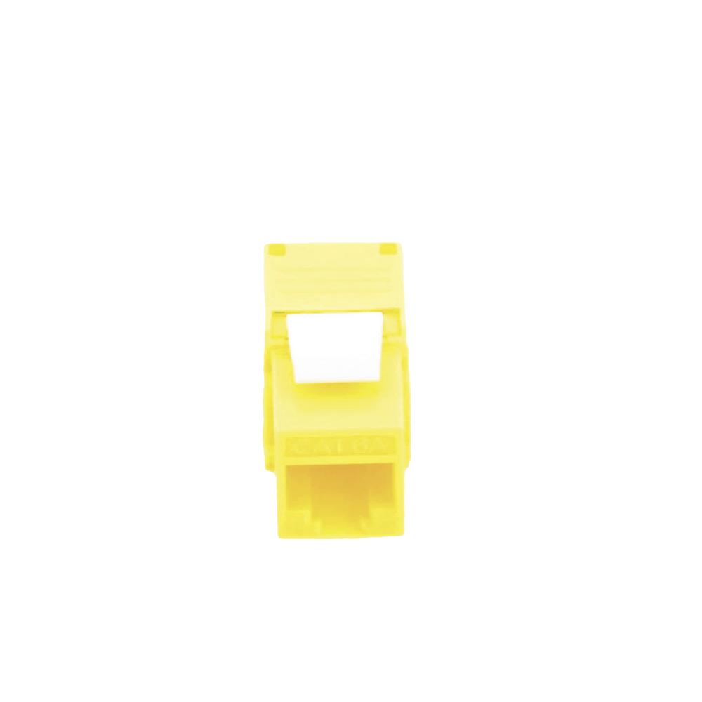 Cat6A Keystone Jack Module (toolless), with 180º angled termination, Yellow color, Compatible with Linkedpro Faceplate and Patchpanel