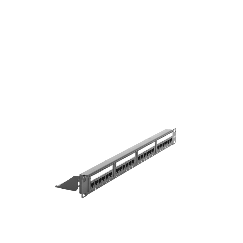 24-Port Cat6 19in UTP Impact Patch Panel (110) with Cable Management Bar