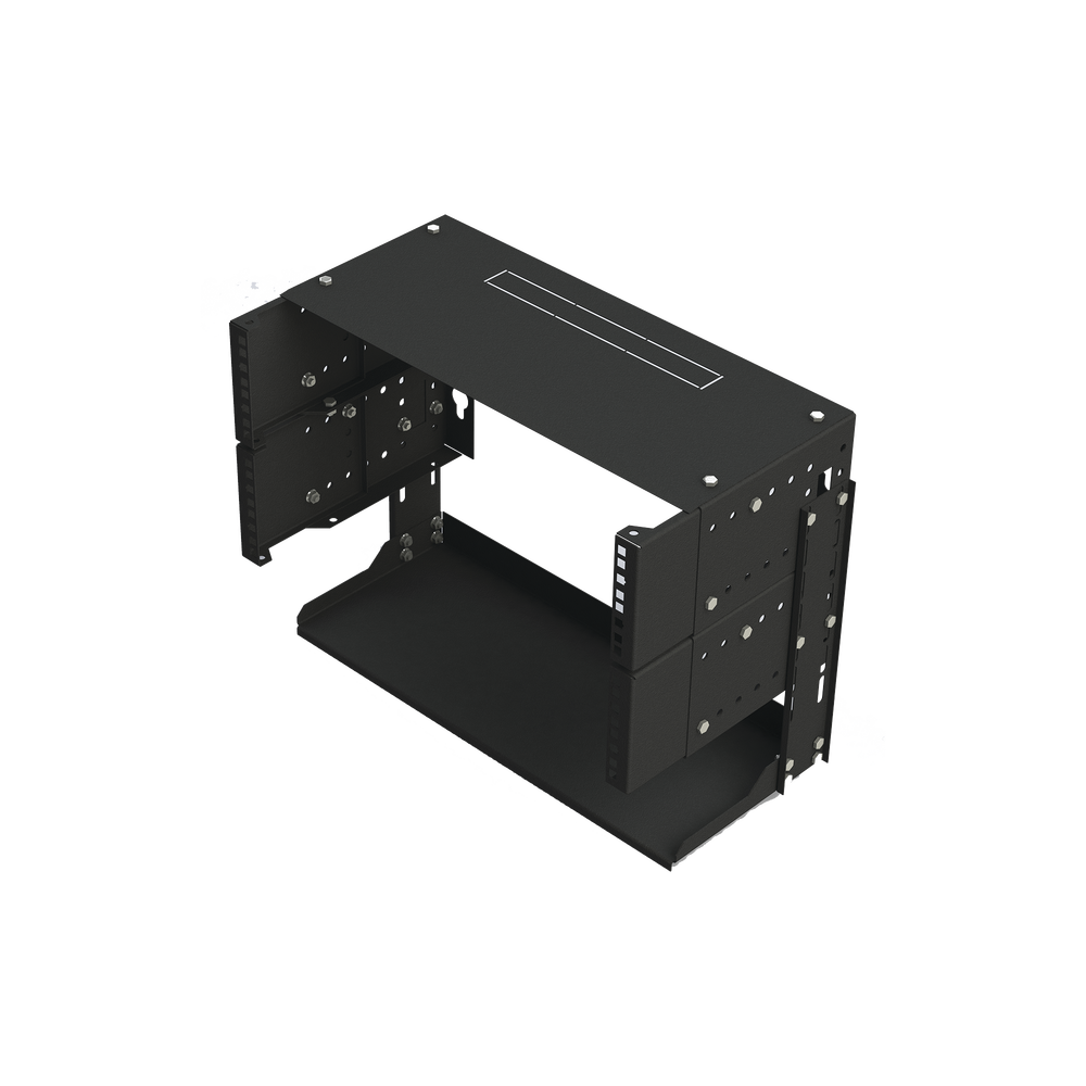 Rack Abierto de 19" de 5 Unidades Profundidad Ajustable (8" a 12") con Charola de Uso Múltiple.