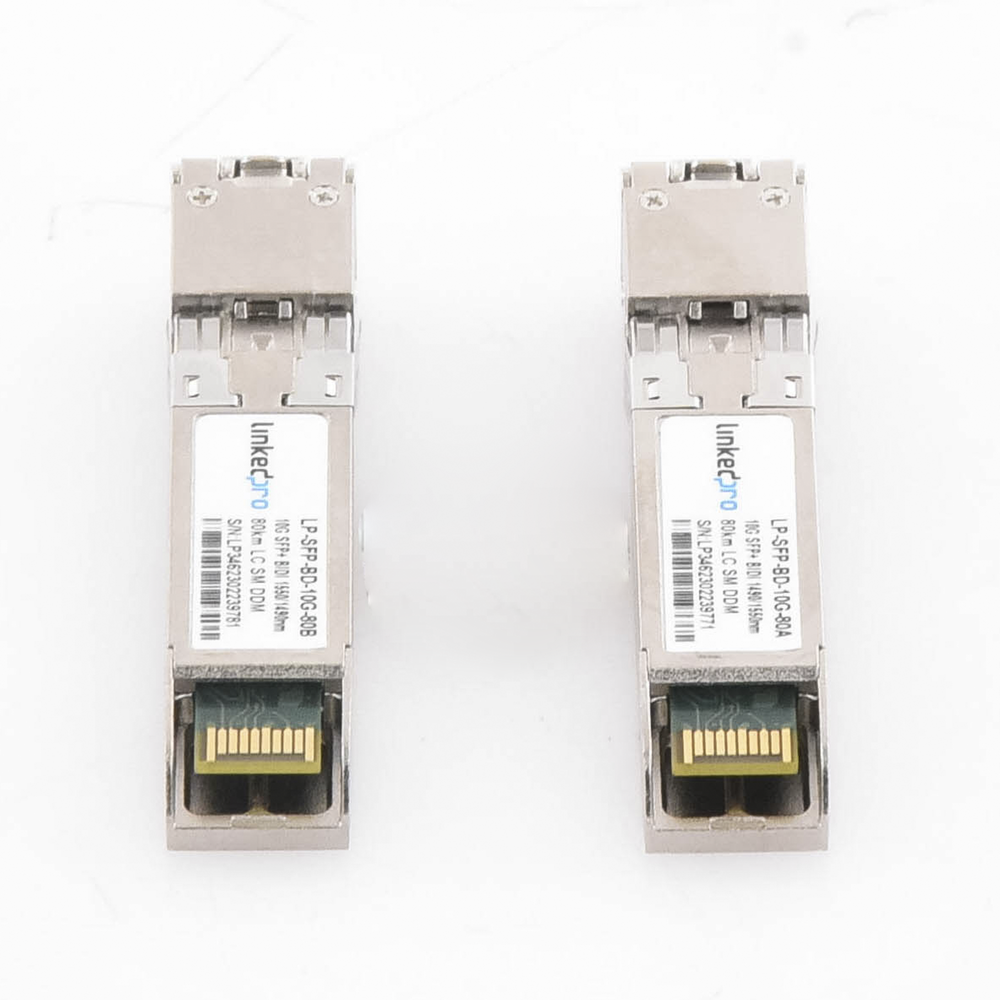 SFP+ Bidirectional Transceivers (Mini-Gbic) / Single Mode / 10 Gbps Speed / LC Connector / Up to 80 km Distance / 2 Pieces