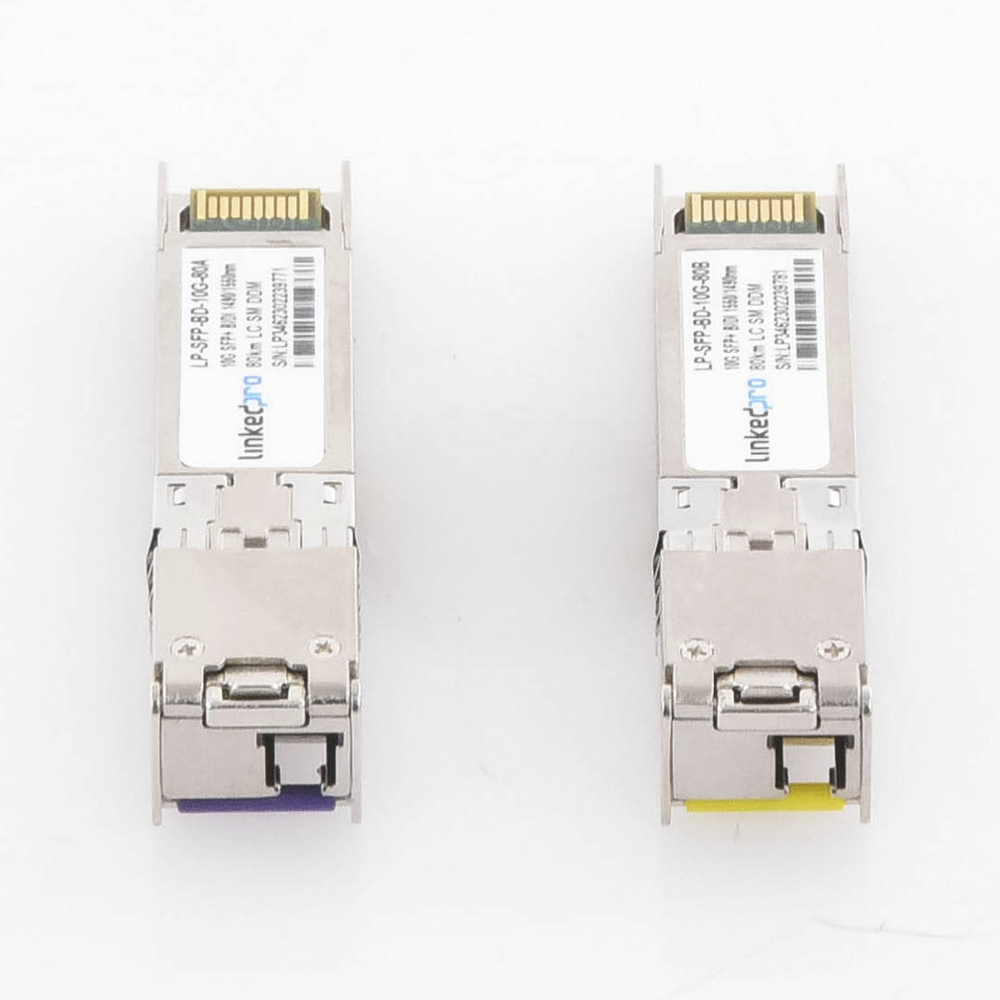 SFP+ Bidirectional Transceivers (Mini-Gbic) / Single Mode / 10 Gbps Speed / LC Connector / Up to 80 km Distance / 2 Pieces
