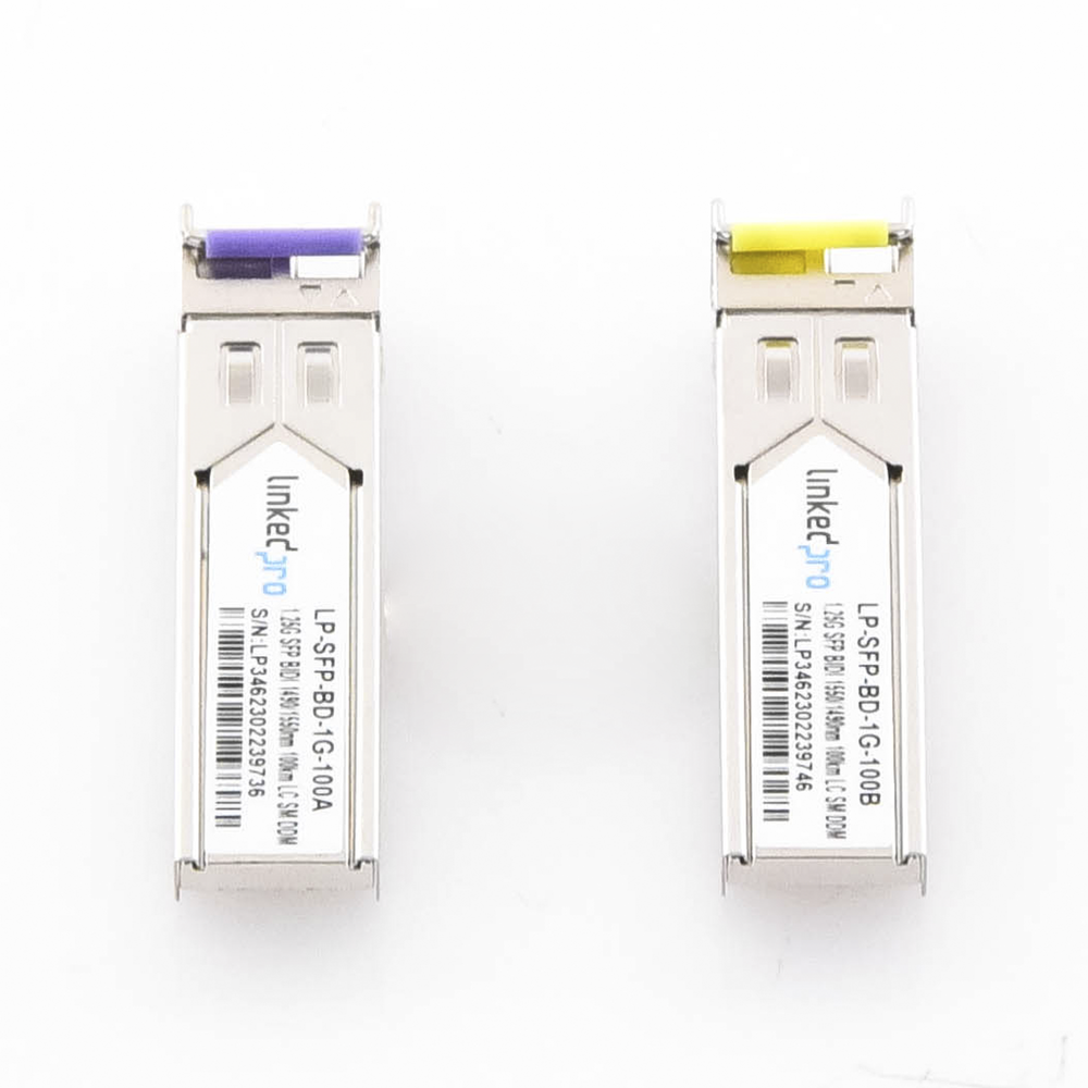 SFP (Mini-Gbic) Bidirectional Transceivers / Single Mode / 1.25 Gbps Speed / LC Connector / Up to 100 km Distance / 2 Pieces