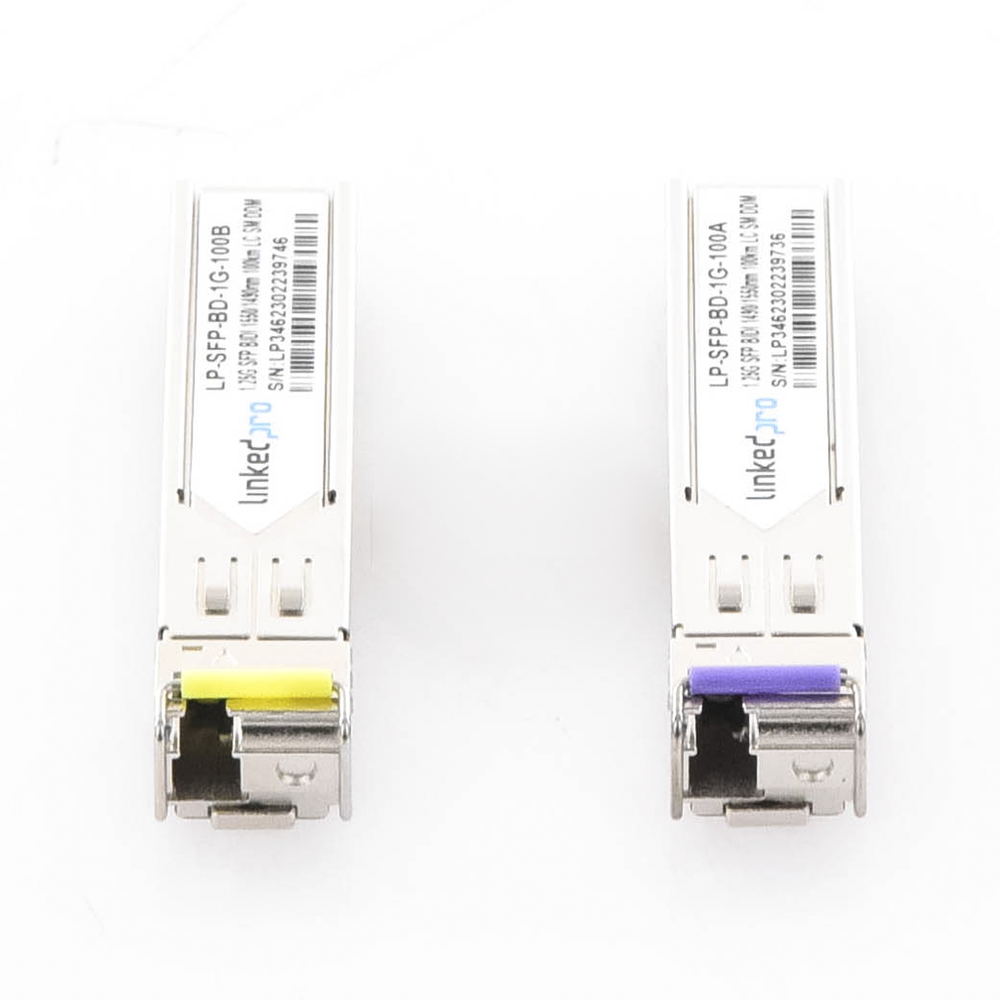 SFP (Mini-Gbic) Bidirectional Transceivers / Single Mode / 1.25 Gbps Speed / LC Connector / Up to 100 km Distance / 2 Pieces