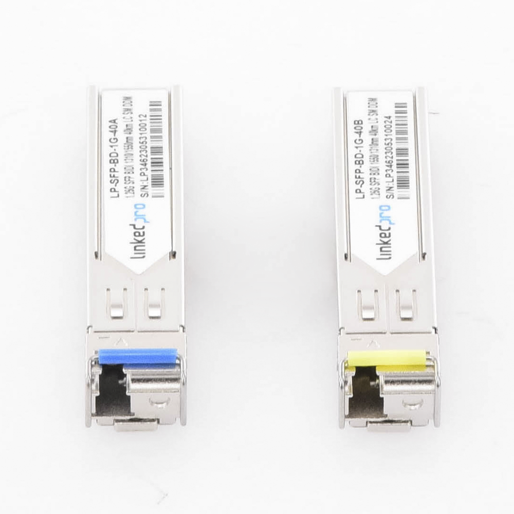 SFP (Mini-Gbic) Bidirectional Transceivers / Single Mode / 1.25 Gbps Speed / LC Connector / Up to 40 km Distance / 2 Pieces