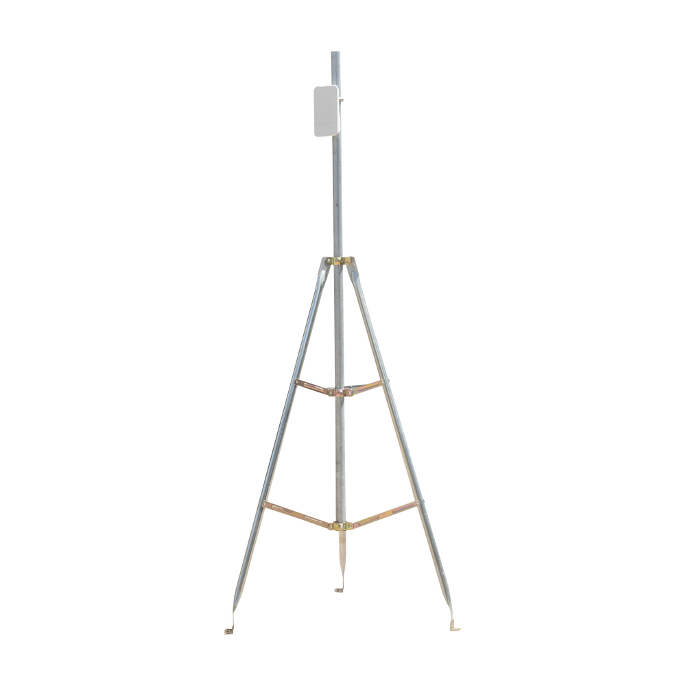 Montaje de tripie para exterior, altura total del tripie 1.52 m. Compatible con mástiles de hasta 3 m de largo 1 1/4 a 2" de diámetro