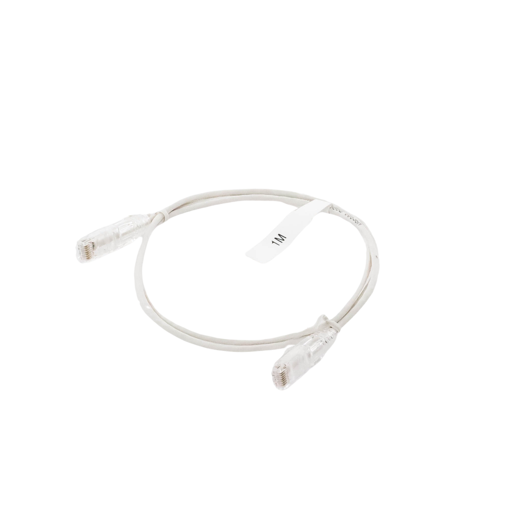 Cable de Parcheo Slim UTP Cat6 - 1 metro, Blanco, Diámetro Reducido (28 AWG)