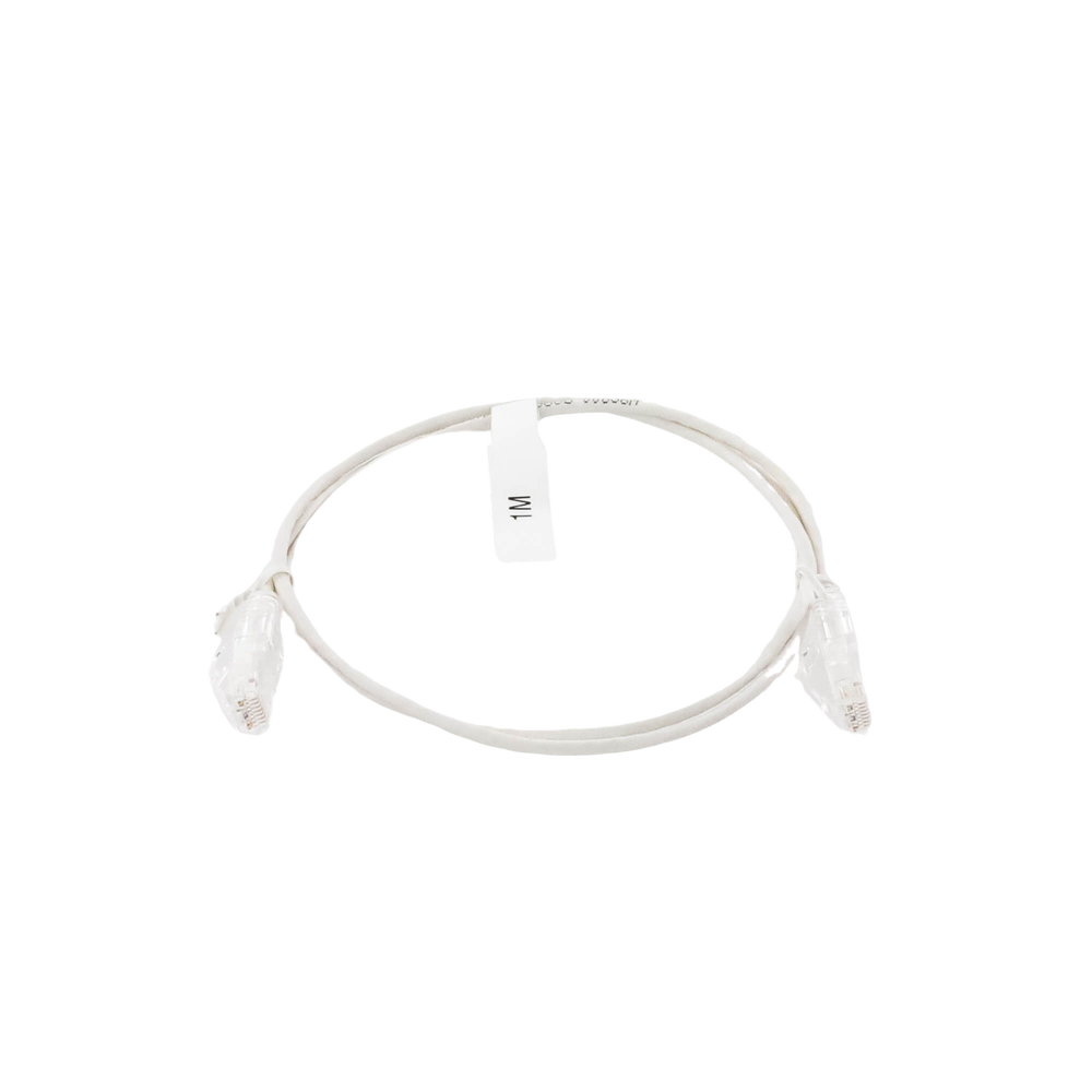 Cable de Parcheo Slim UTP Cat6 - 1 metro, Blanco, Diámetro Reducido (28 AWG)