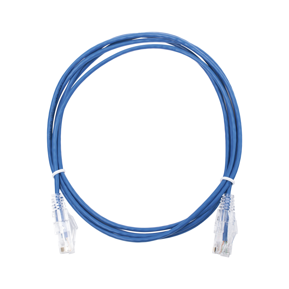 Cable de Parcheo Slim UTP Cat6 - 2 m Azul Diámetro Reducido (28 AWG)