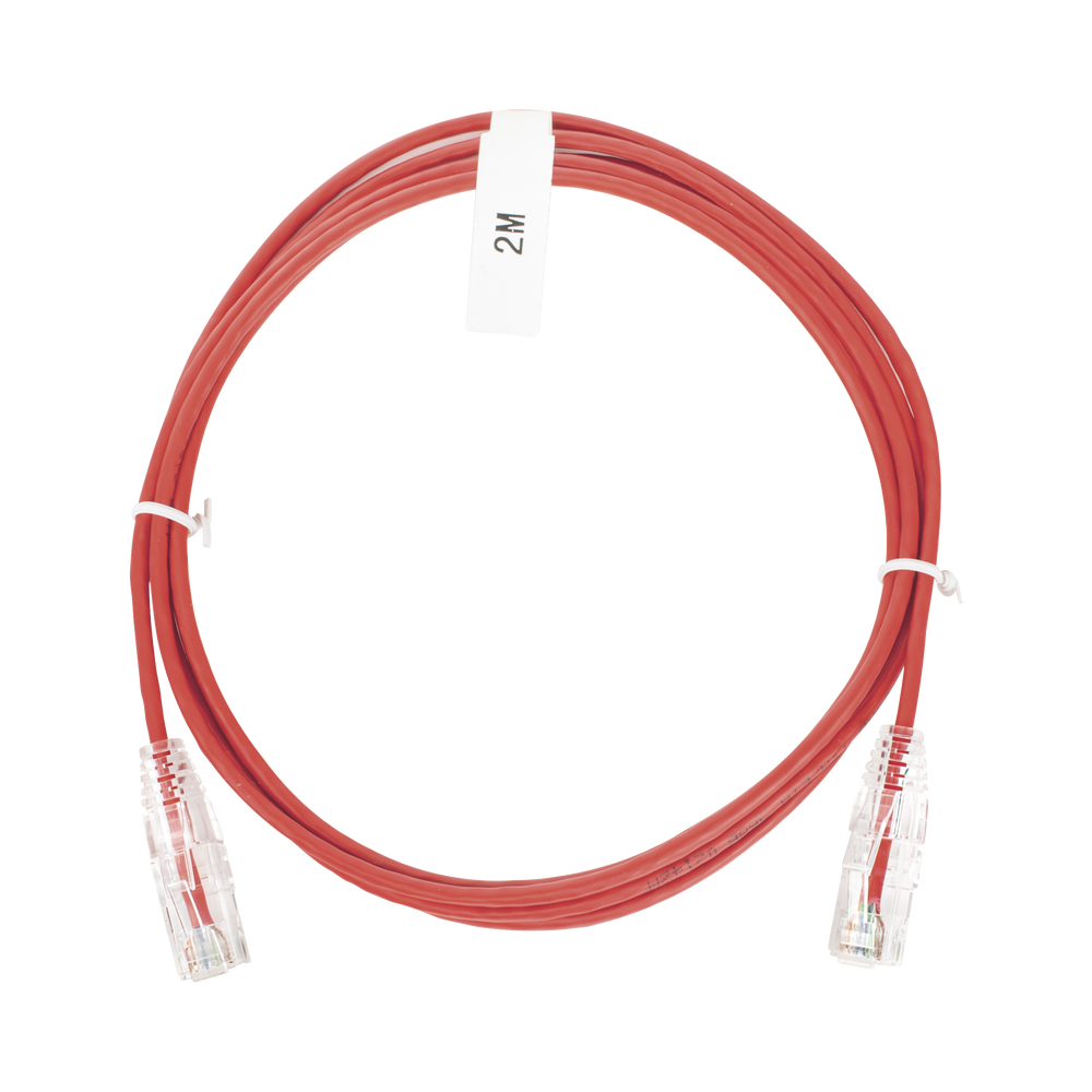 Cable de Parcheo Slim UTP Cat6 - 2 m Rojo Diámetro Reducido (28 AWG)