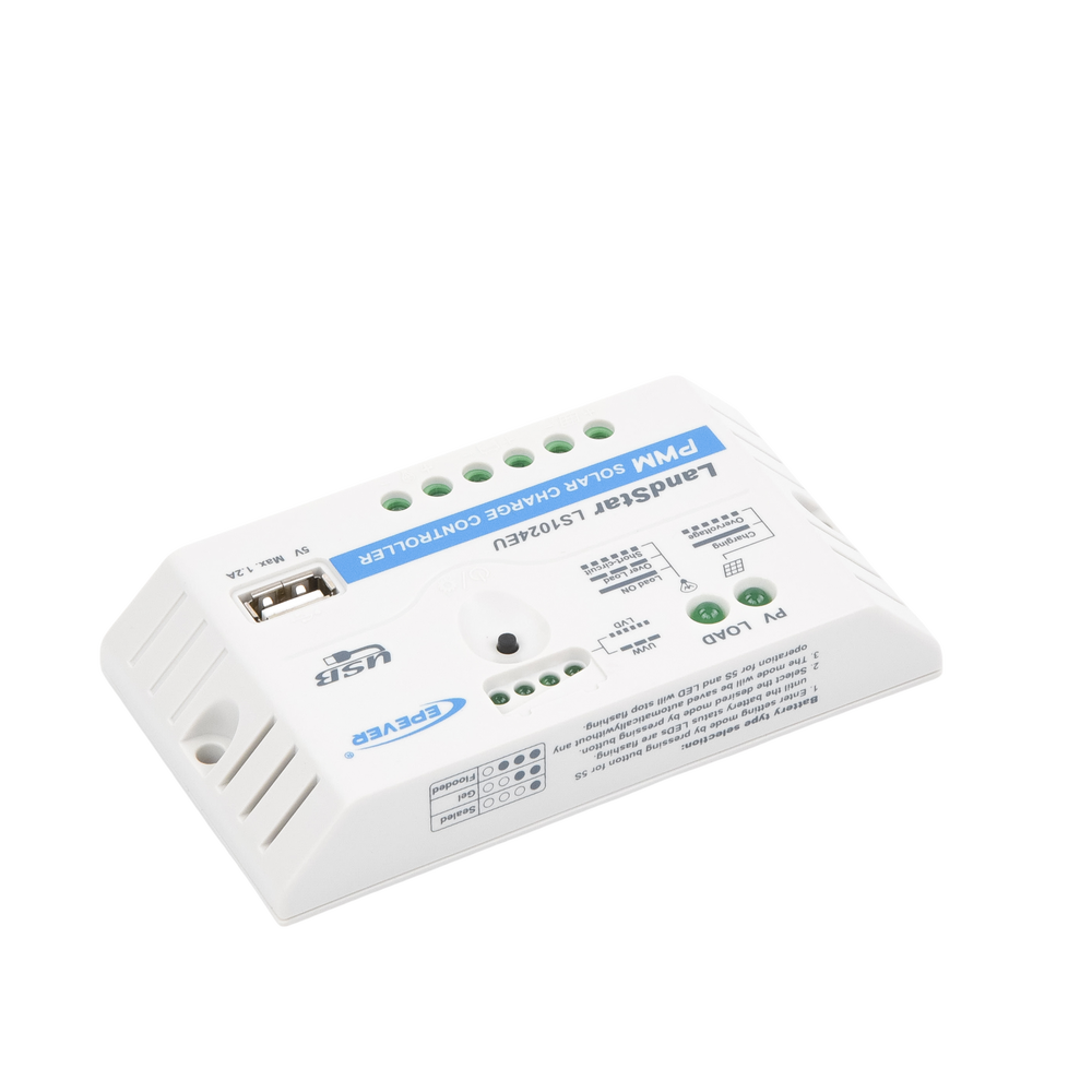 PWM Solar Controller 12/24 V 10 A, USB Output