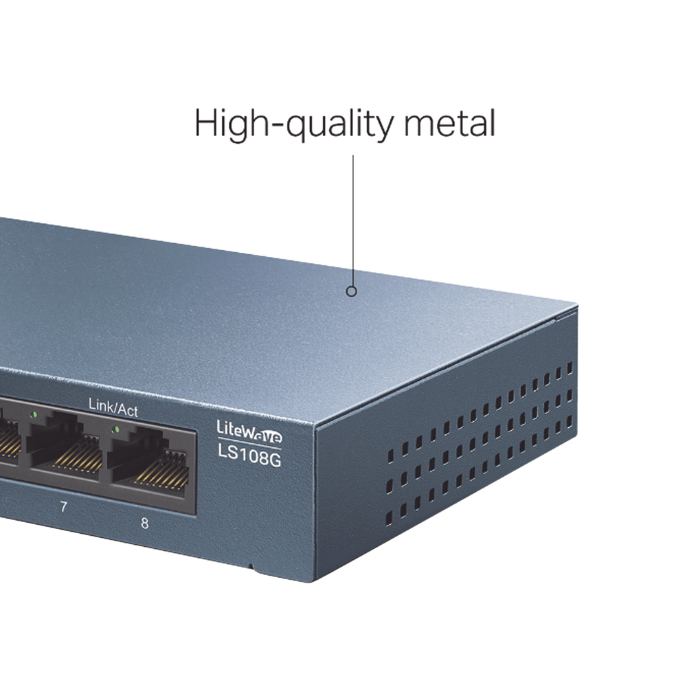 8-Port 10/100/1000Mbps Gigabit Desktop Switch, Metal Housing