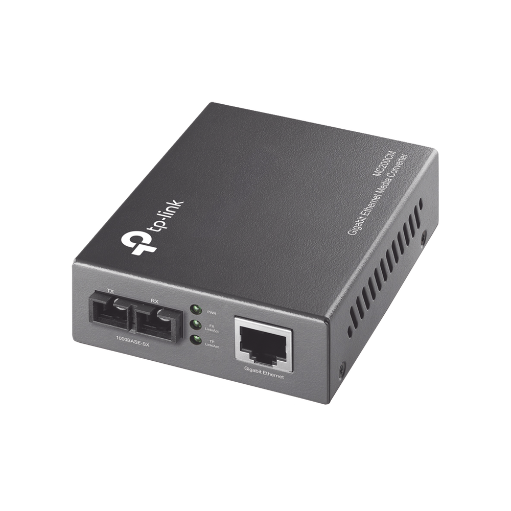 Convertidor Multimedia Multi-modo, 1 puerto RJ45 1000 Mbps, conector de fibra SC, hasta 500 M