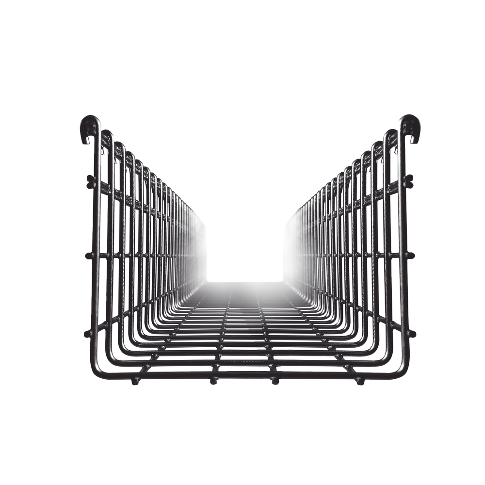 Charola tipo malla 116/200 mm, con acabado Electro Zinc, hasta 369 cables Cat6 tramo 3 m