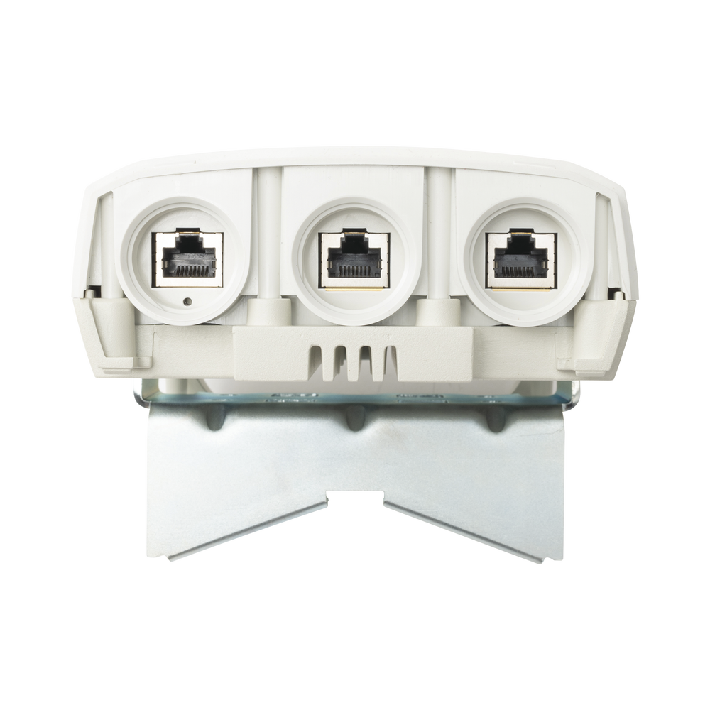 MultiHaul™ TU Terminal Unit, 90°, 100 Mbps upgradeable to 1000 Mbps, 3 RJ-45 ports (PoE output enabled on 2 ports), Mounting and PoE injector included, IP65, White