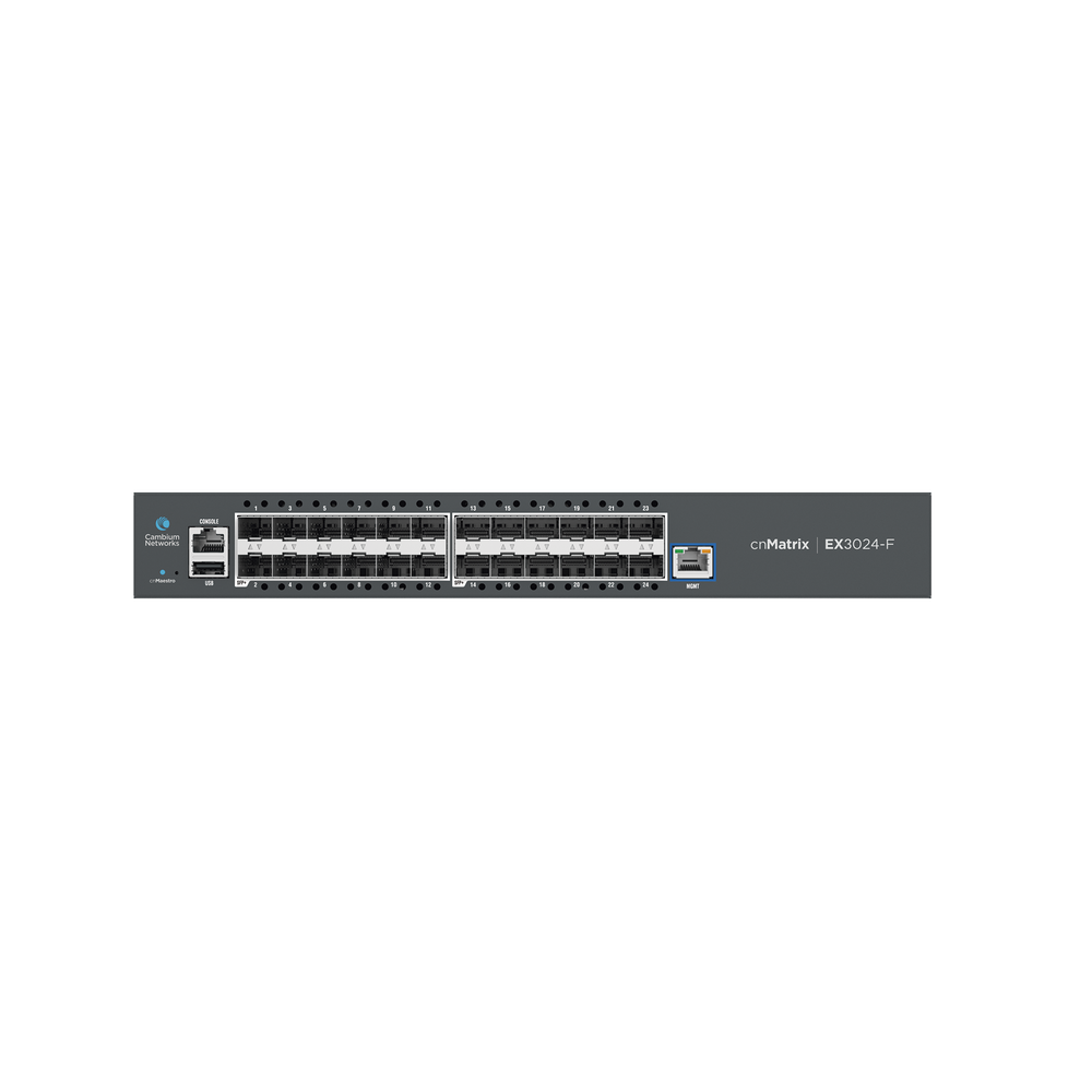 cnMatrix EX3024F Switch Ideal for Distribution in a Business Network / 24 SFP+ Fiber Optic Ports (10 Gbps) / Layer 2 and Layer 3 / Dual AC Power Supply / Free Cloud Management