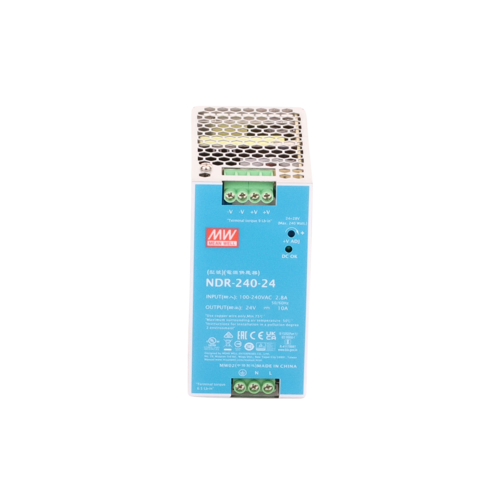 240W Industrial Power Supply, 24Vdc output, 10A, for Din Rail mounting