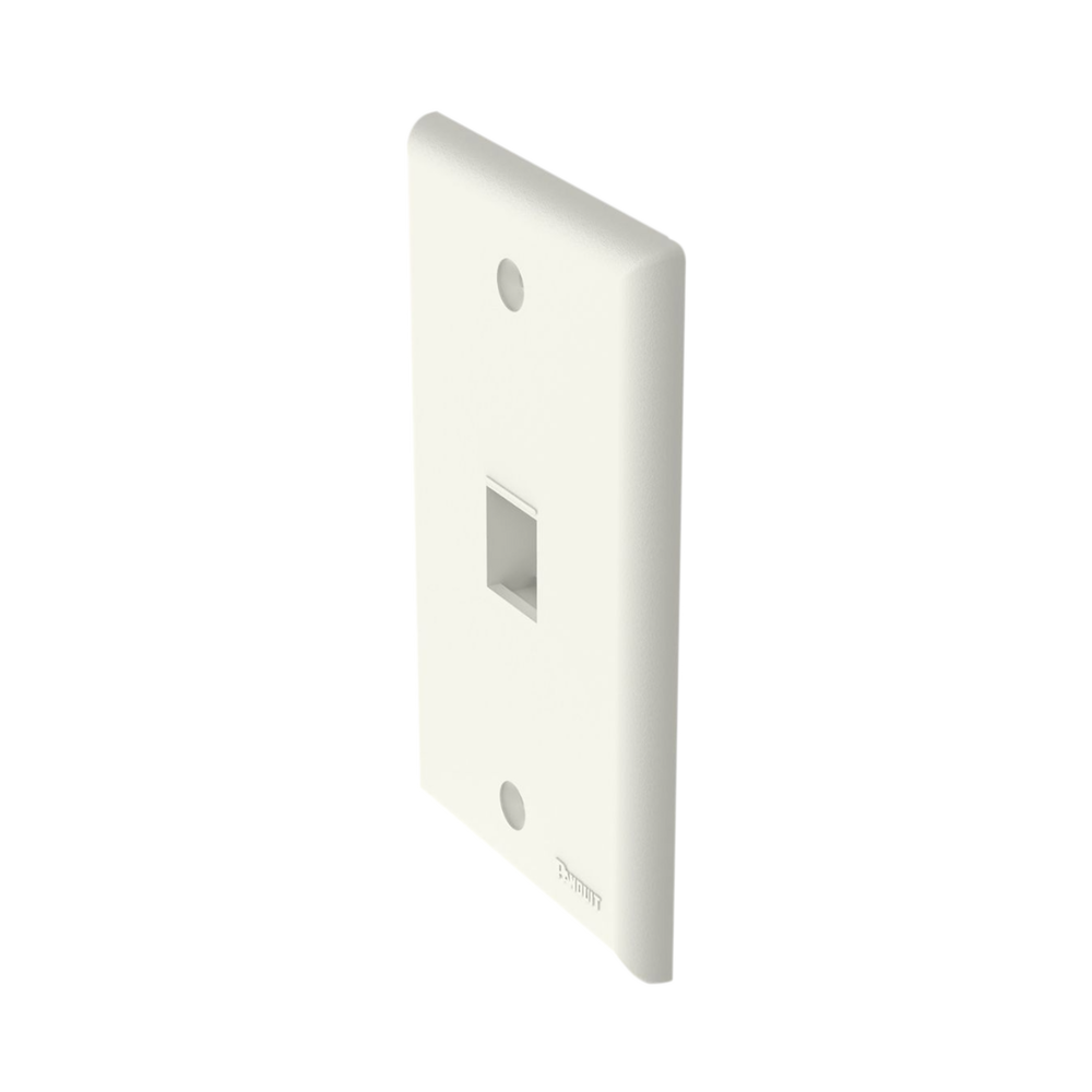 Vertical Wall Plate, 1-Port Keystone Outlet, Matte White